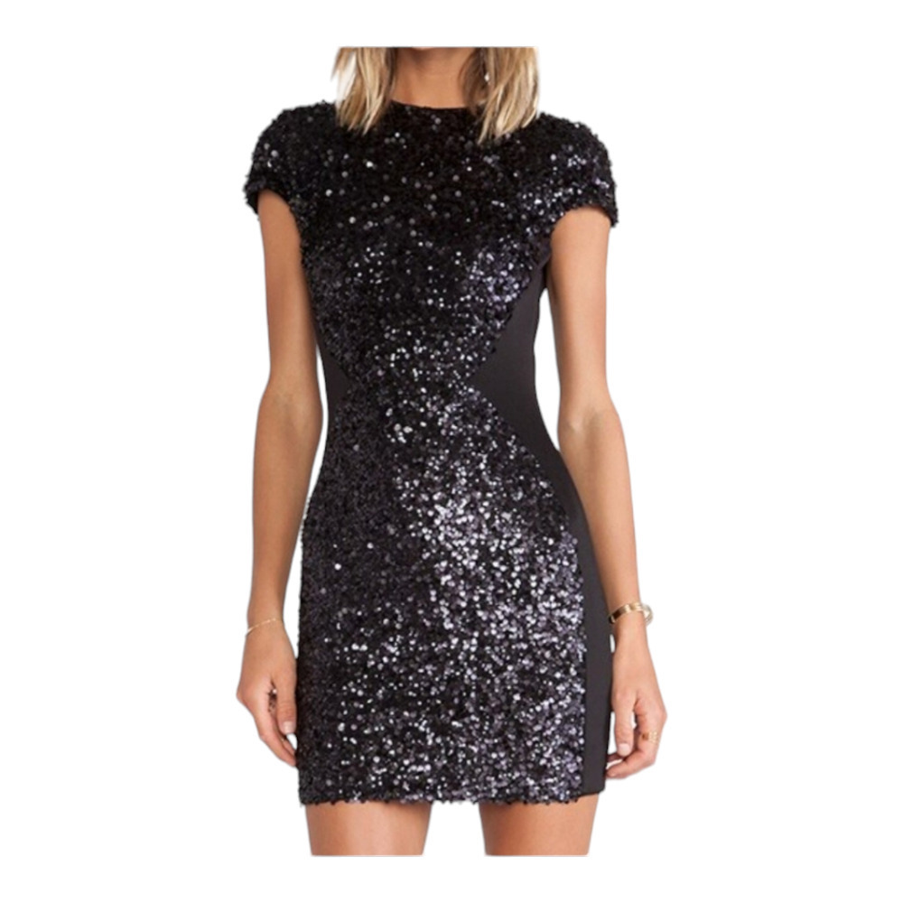 Revolve dress the population Sabrina Dress in Black Glass size medium